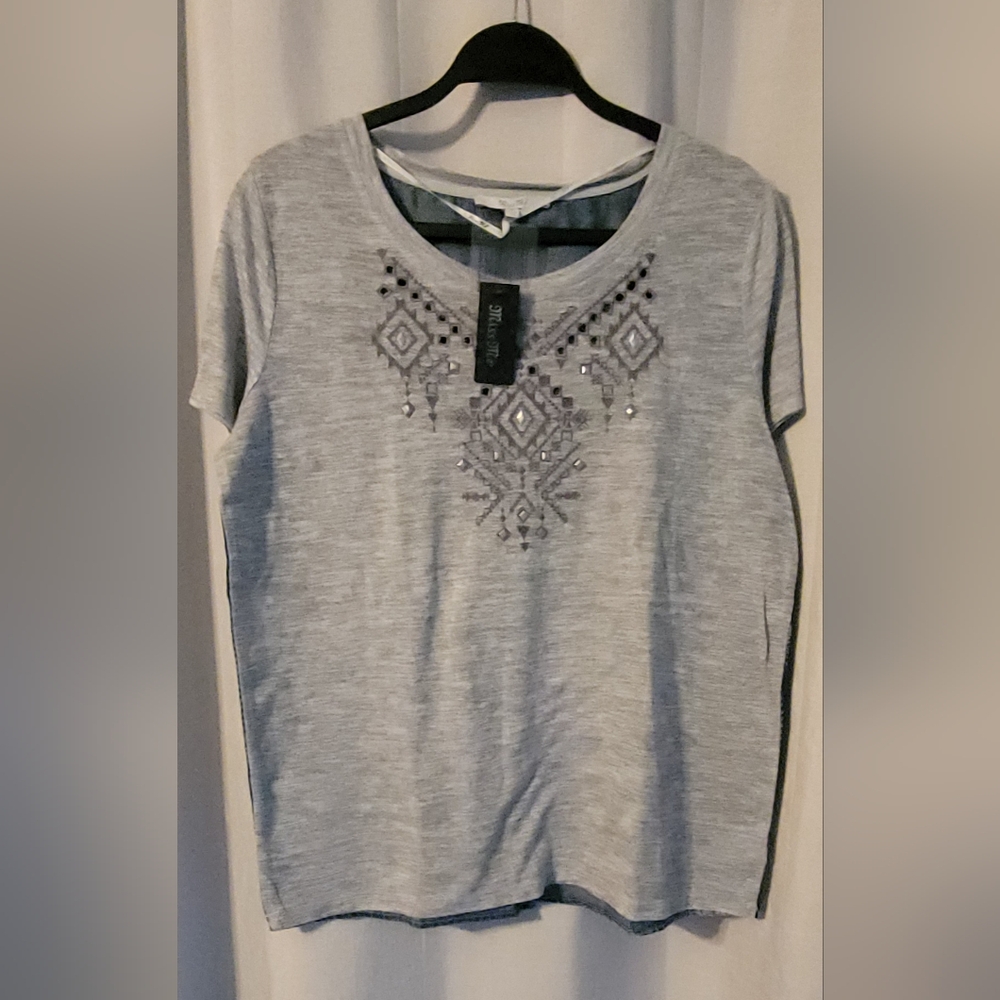 Miss Me Gray Embellished Blouse